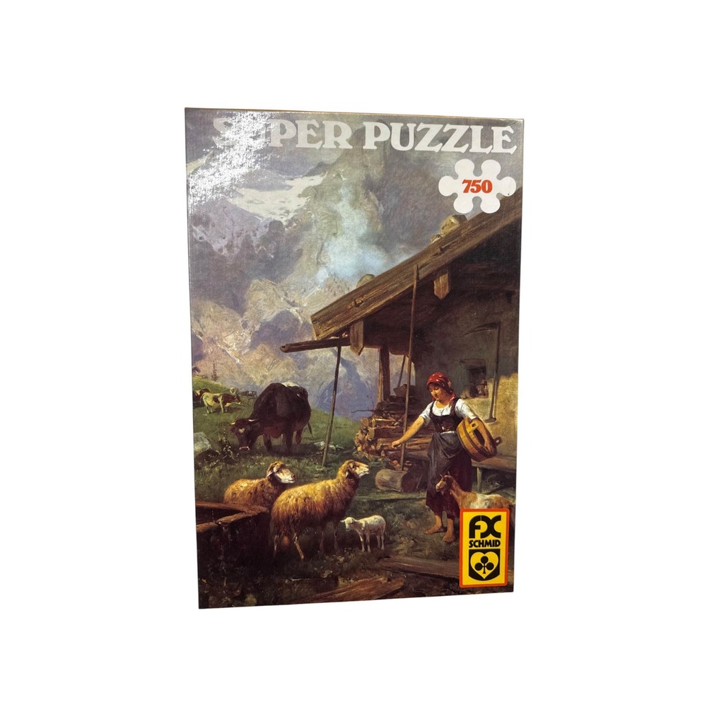 FX Schmid Vor der Almhutte Alpine Hut 750 Pcs Puzzle Ernst Meissner West Germany